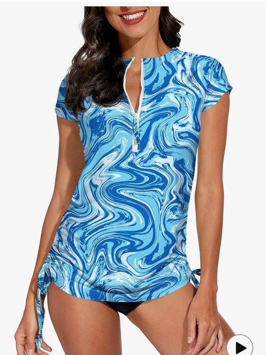 BasserBay Other - Women's Blue Marble Zip-Front Swim Coverup